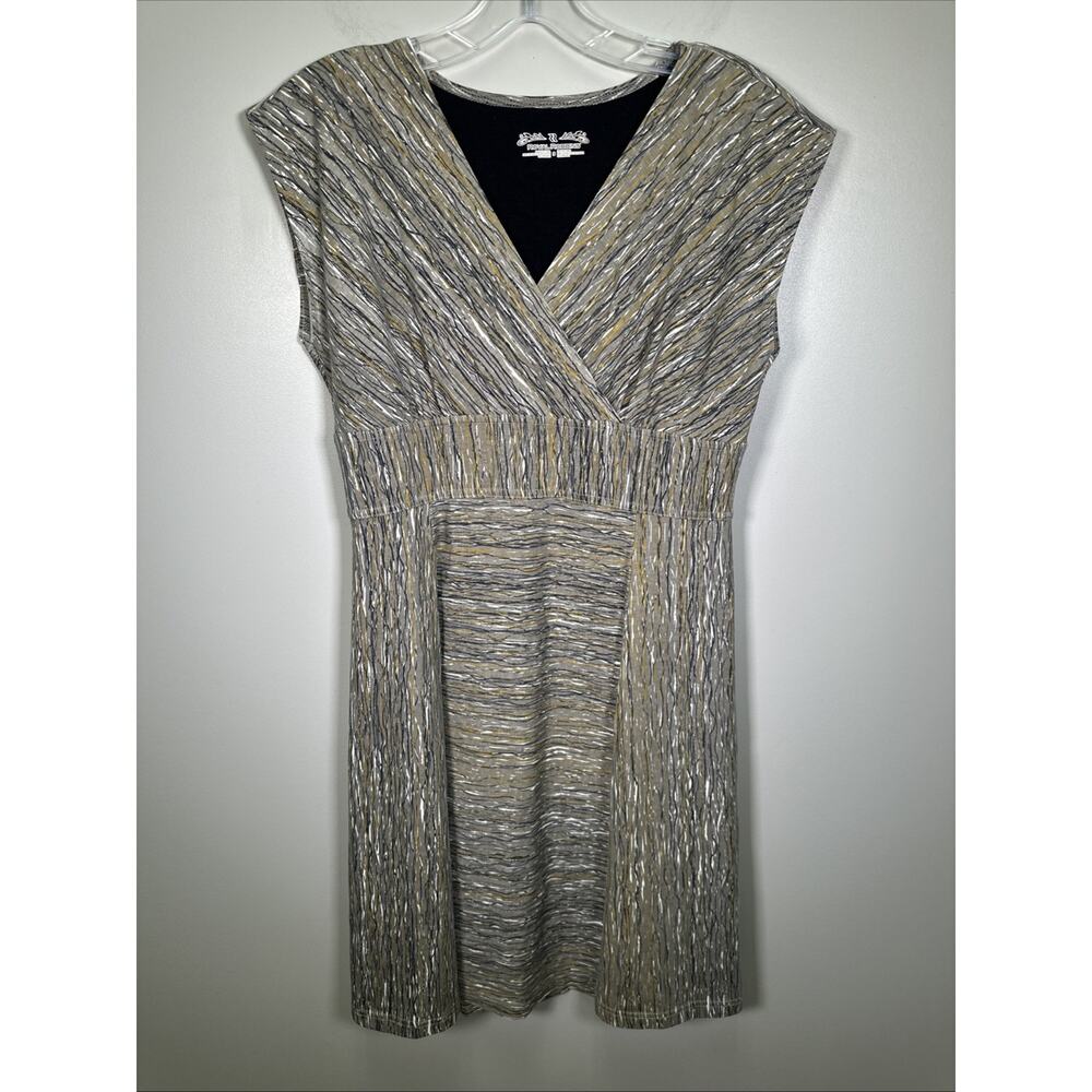 Royal Robbins Essential Rio Wrap Dress S‎ Fit Flare Grey And Tan V-Neck Casual